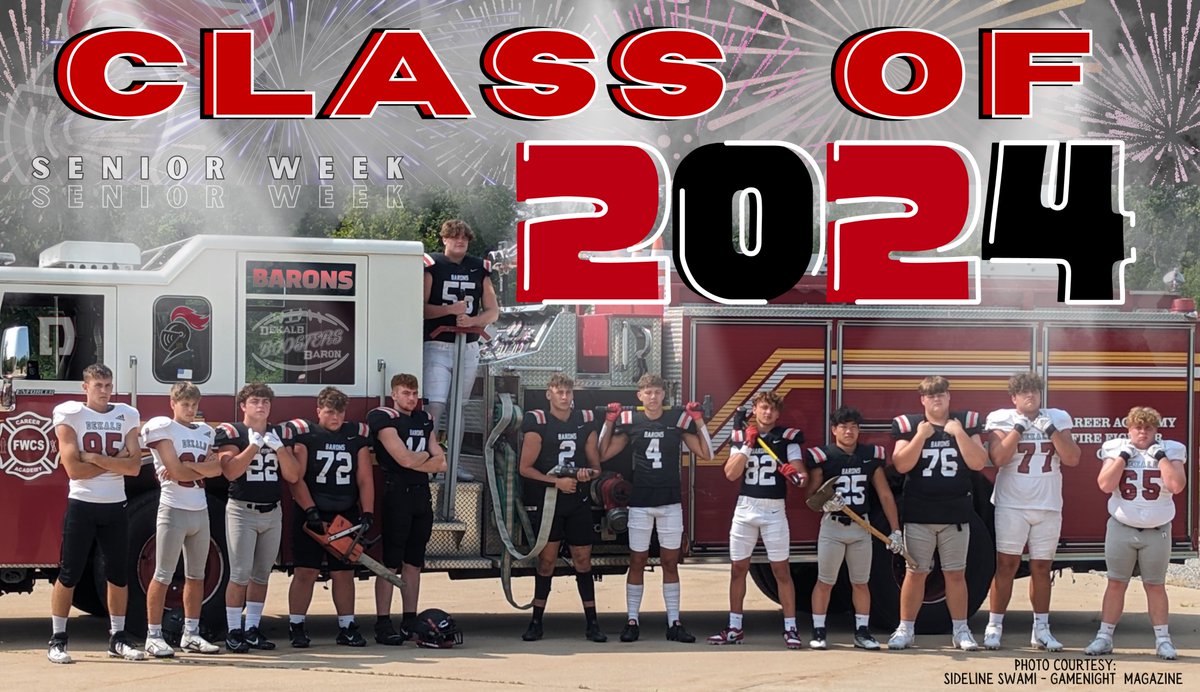 ♥️🖤🏈🔥SENIOR WEEK🔥🏈🖤♥️
 We’re continuing to celebrate our DeKalb Baron Football Seniors!  
THANK YOU SENIORS!  
Photo by: #SidelineSwami1 GameNight  

#WeAreDeKalb #classof2024 #SeniorWeek #LetsGoBarons