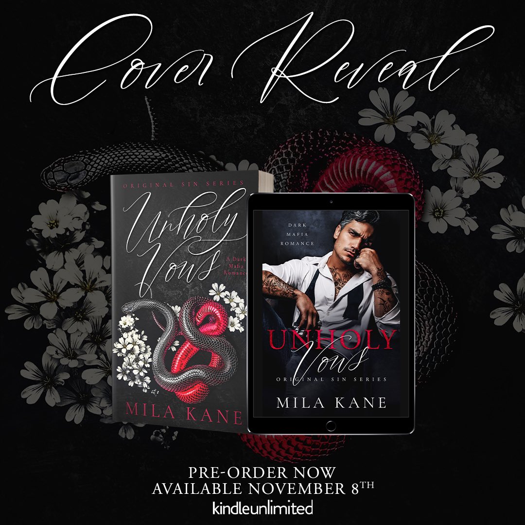 Author Mila Kane has revealed the covers for Unholy Vows, releasing November 8, 2023!

Preorder on Amazon!
mybook.to/UnholyVows

#CoverReveal #milakane #originalsin #DarkRomance #Angsty #HatetoLove #HeFellFirst #MafiaRomance #ForcedProximity #AgeGap