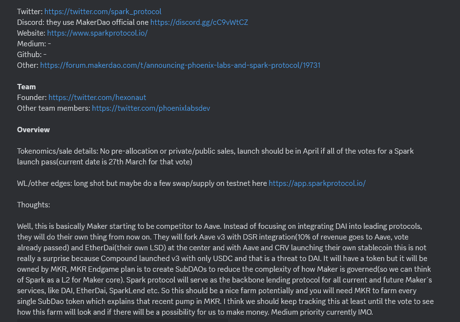 fruitsquarex's tweet image. Breakdown: @sparkdotfi📚

A lending protocol for Maker and DAI.

Great potential farm as they already announced an airdrop for future usage and DAI interest rate at 5%🌾🧑‍🌾

More SubDAOs to come, each with their own token leading to a potential MKR flywheel🎡

Security 9.5/10✅