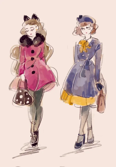 彩度高めなお洒落ファッションは描いてて楽しい❁#イラスト #illustration 