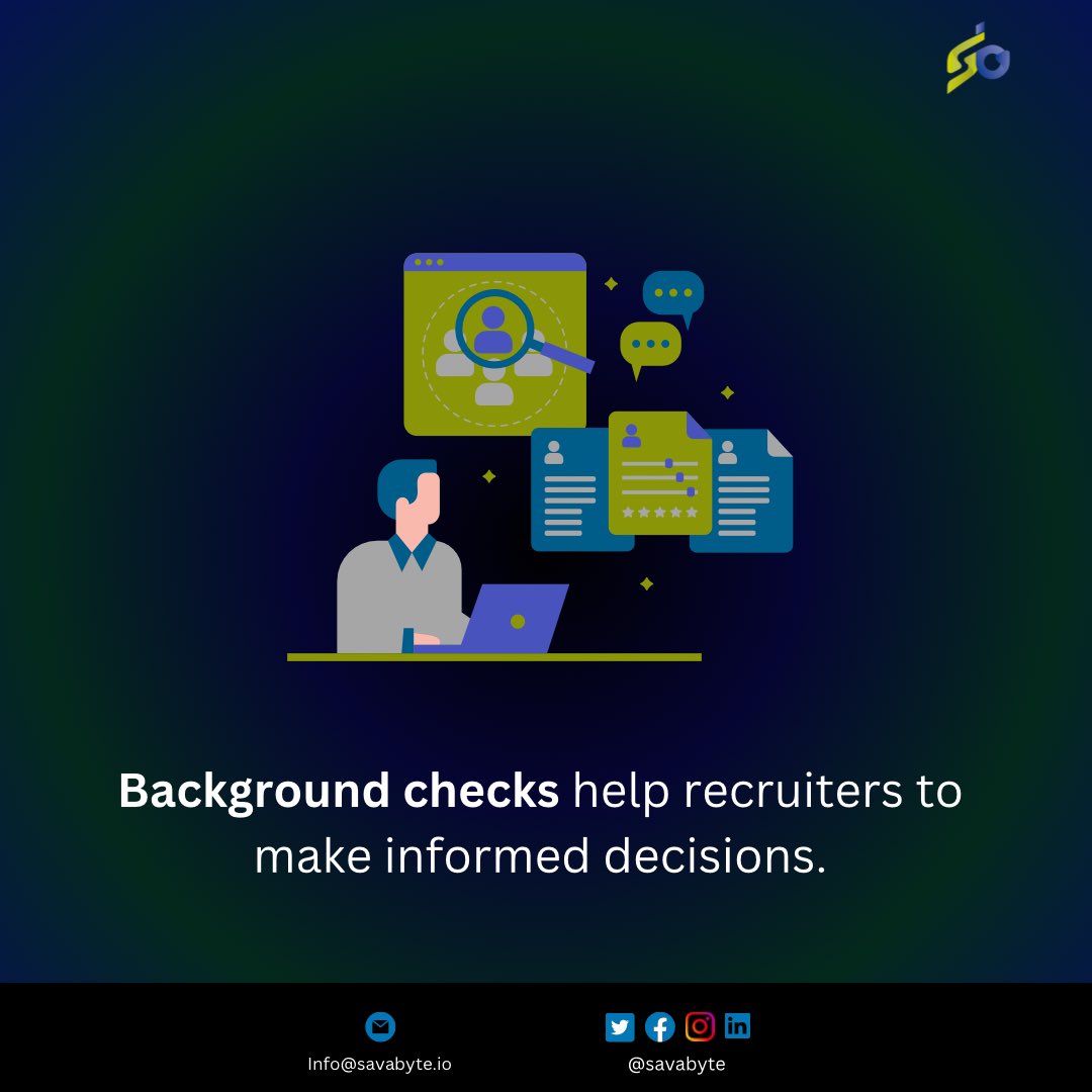 savabyte's tweet photo. At Savabyte, we believe in making recruitment smarter and efficient. That's why we take the extra step to conduct thorough background checks, so you can focus on finding the perfect fit for your team. 
We save you time and ensure informed decisions. Your success, our mission. https://t.co/ZbJzjf1Jwr