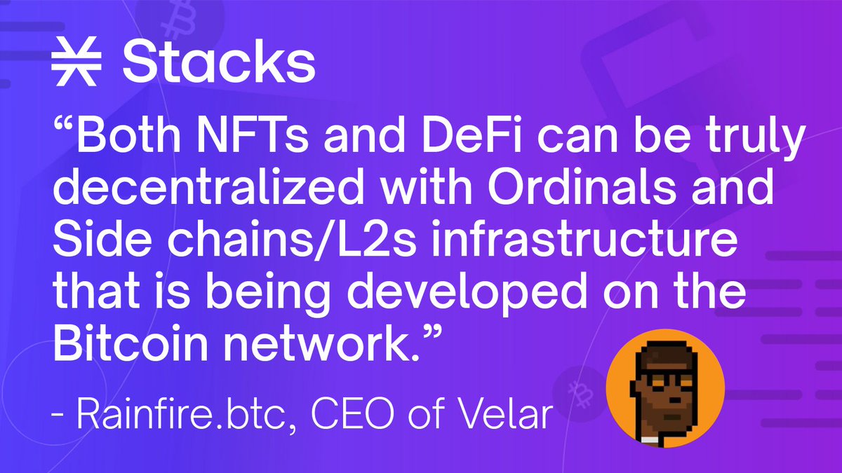 Unlocking the broader Bitcoin economy with Bitcoin Layers 🟧

⭐ <a href="/VelarBTC/">Velar</a> Co-Founder &amp; CEO <a href="/RainFire09/">Rainfire.btc</a> on the Ordinals &amp; Bitcoin layer opportunity