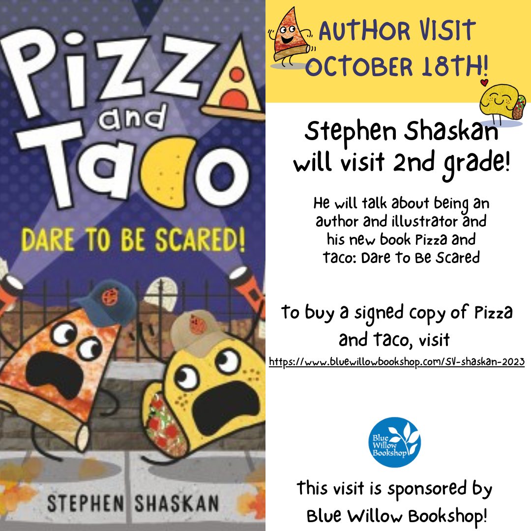 Author and Illustrator Stephen Shaskan will be at Fiest on October 18th! Please visit bluewillowbookshop.com/SV-shaskan-2023 so buy a copy of his new book! Thank you to @BlueWillowBooks for sponsoring this visit!