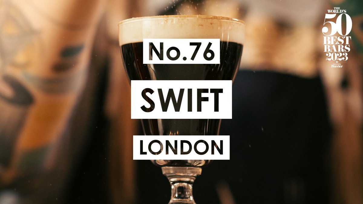 Soho’s Swift is No.76! Opened in 2016 and run by Mia Johansson and Bobby Hiddleston (of former World’s Best Bar Milk &amp; Honey fame), Swift has become a favourite nesting spot for discerning drinkers in #London. #Worlds50BestBars <a href="/barswift/">Swift Bars</a>