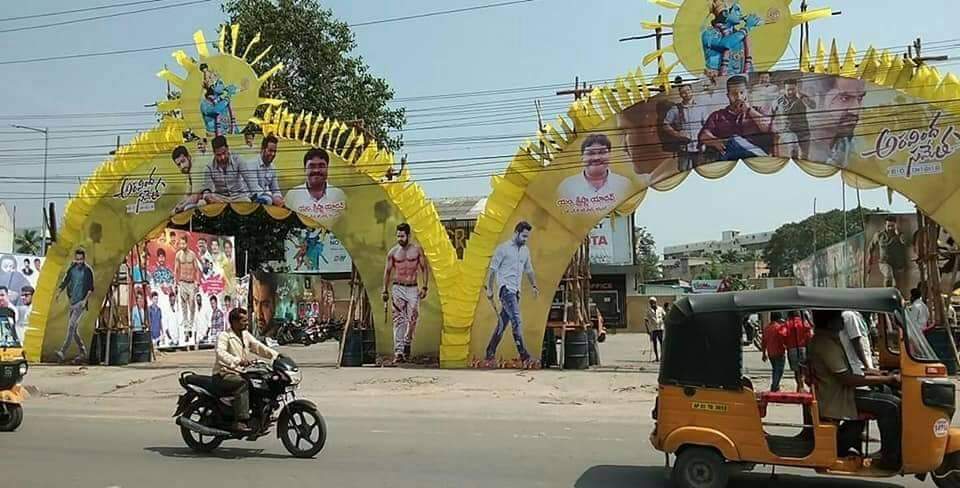 PGRCinemas's tweet photo. Yes ! it's 5Years In Our PGR Cinemas #Tirupati 
Pic From @Tirupati_NTRFC 

#5YearsForAravindhaSametha #5YearsForASVR #ManOfMassesNTR @tarak9999 https://t.co/yuaiq9Lhyl