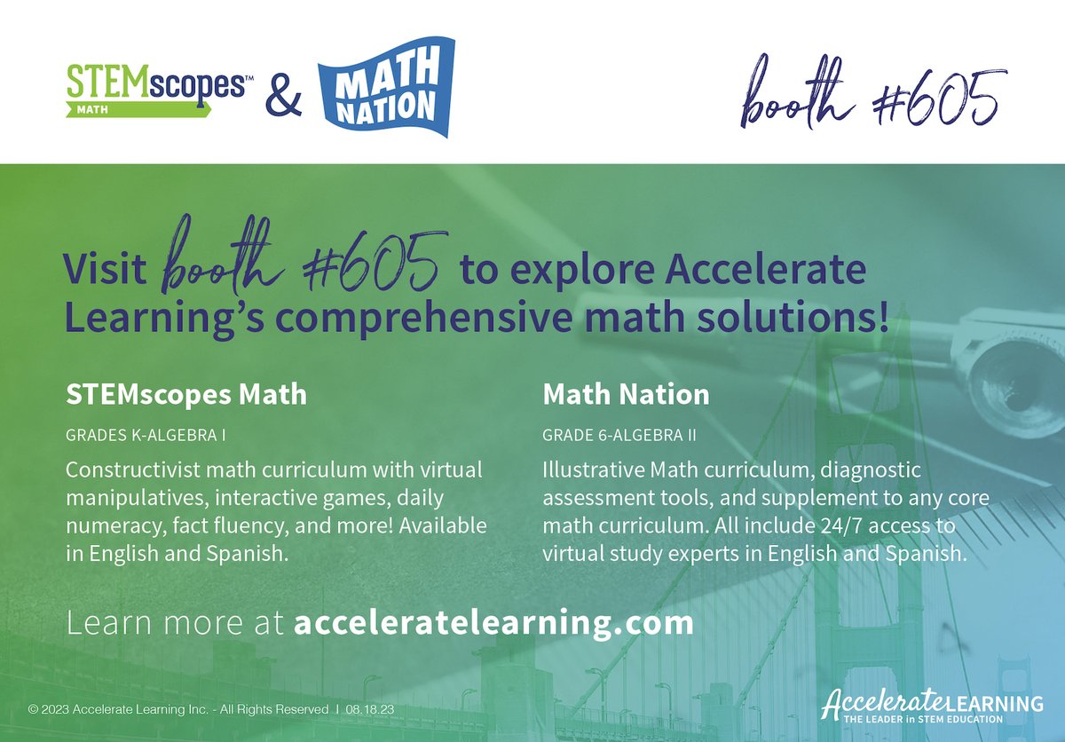 TheMathNation's tweet image. Attending NCTM in Washington, D.C., October 25-28? Let&apos;s talk math!  💬📐 Join us at Booth #605, where we&apos;ll have tons of fun giveaways, product demos, and more! #NCTMDC23 

hubs.li/Q024Gxfs0