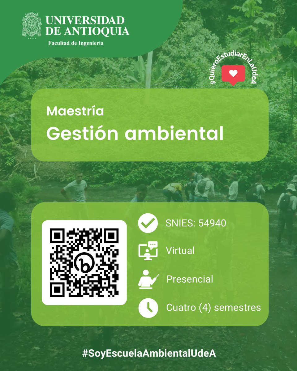 Esc_Ambiental's tweet photo. ¿Por qué estudiar nuestra Maestría en #Ingeniería Ambiental?

Esta maestría tiene como objetivo principal formar investigadores con la capacidad de aplicar nuevas tecnologías y metodologías en diversos campos + https://t.co/W2JdxzInVi
