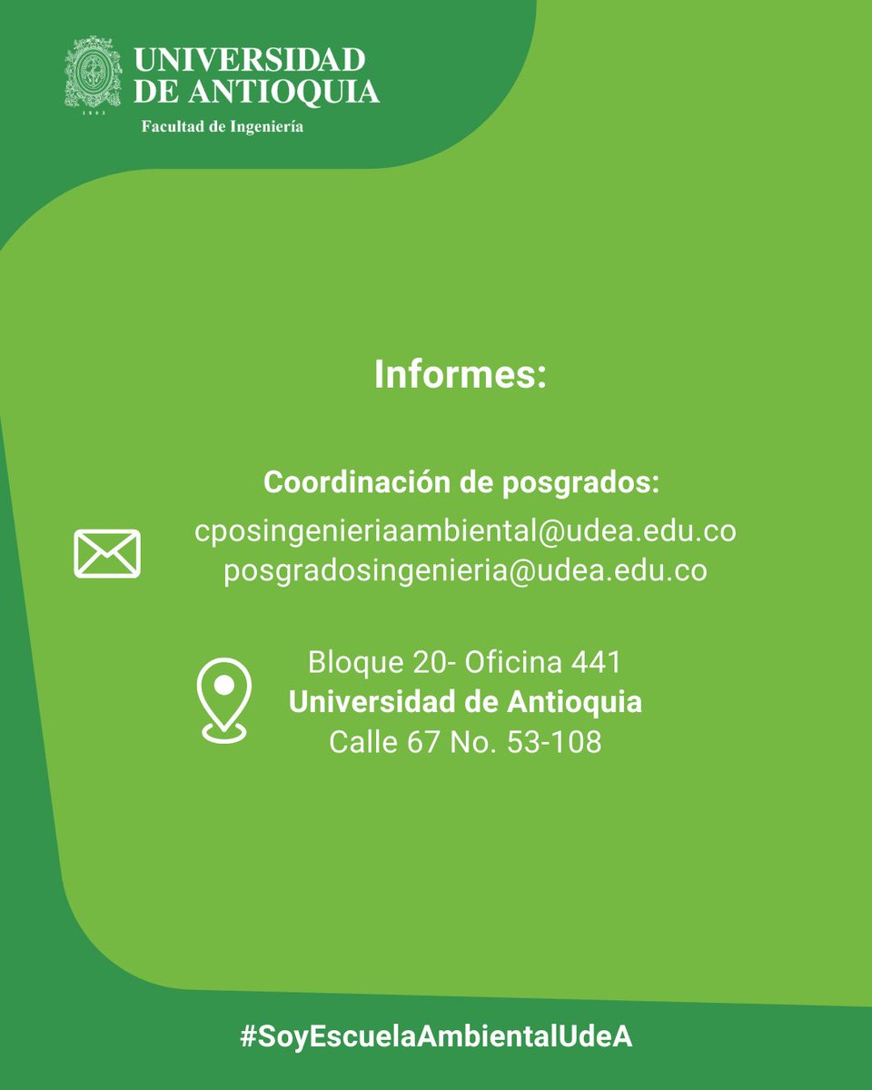 Esc_Ambiental's tweet photo. ¿Por qué estudiar nuestra Maestría en #Ingeniería Ambiental?

Esta maestría tiene como objetivo principal formar investigadores con la capacidad de aplicar nuevas tecnologías y metodologías en diversos campos + https://t.co/W2JdxzInVi