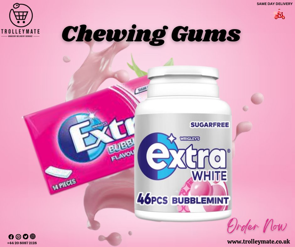 TrolleyMateUK's tweet photo. Chewing Gums &amp; Confectionery Items Available on TrolleyMate.
Order Now: https://t.co/xO4Ws4svsy
Download our Mobile App:
Android: https://t.co/L59YuCbpSs
IOS: https://t.co/3lsULaF8VE
Call Us:
020 8087 2128
#UKOnlineDelivery #DeliveriesUK #ShopLocalUK #UKShoppingOnline https://t.co/hjO6MGeH5J