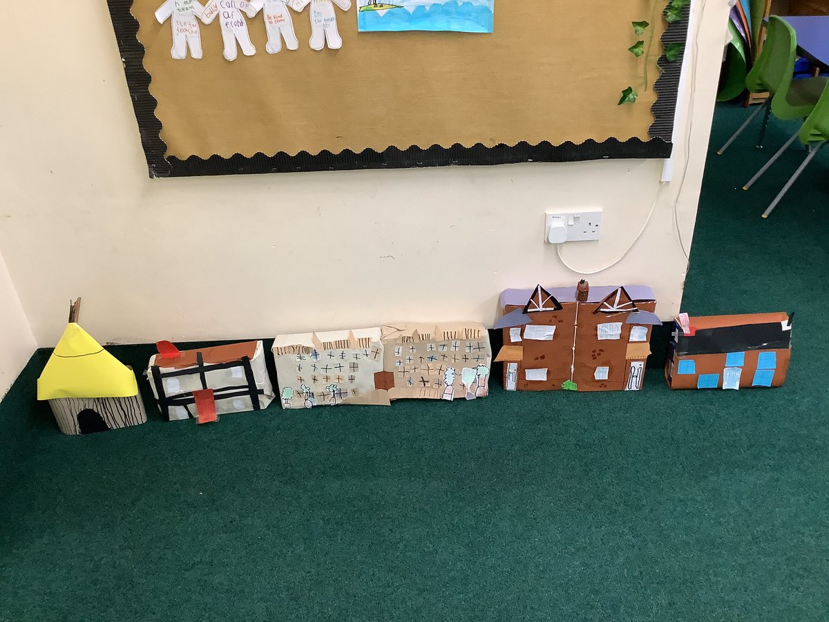 Our collage of the houses from long ago to now. Amazing effort year 2 👏