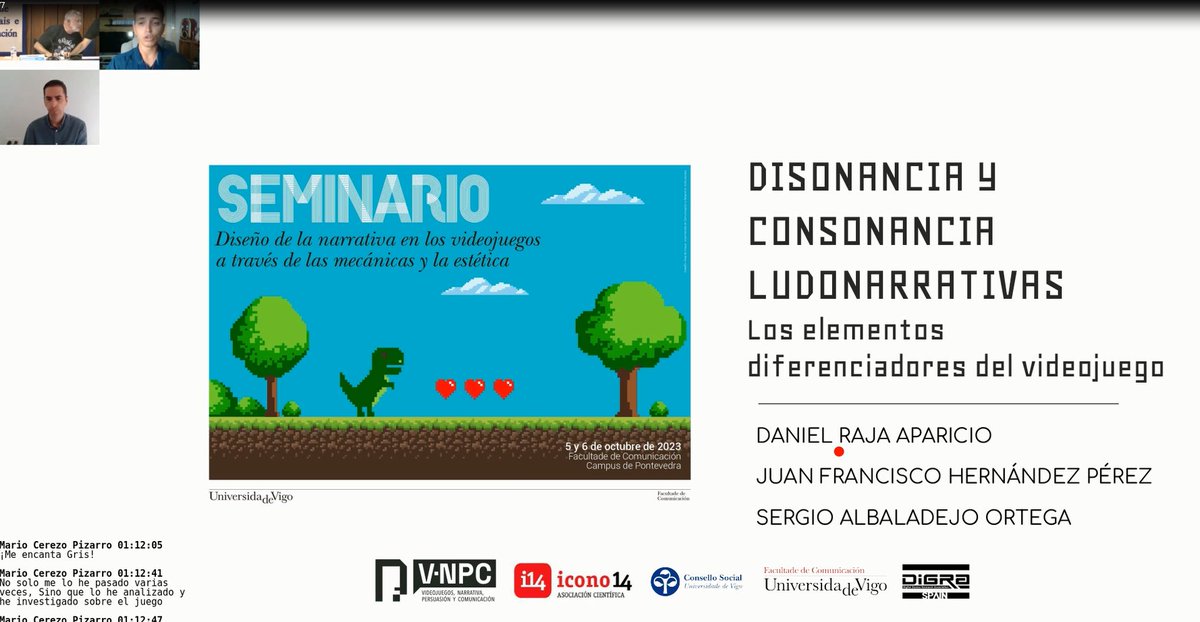 Juan F. Hernández-Pérez (@juanfranhp) on Twitter photo La semana pasada tuvimos la oportunidad de presentar nuestra propuesta académica "Disonancia y consonancia ludonarrativas: los elementos diferenciadores del videojuego" <a href="/SergioAORta/">Sergio Albaladejo</a> <a href="/DNL01RA/">Daniel Raja Aparicio</a> para Seminario de Diseño de la narrativa en los videojuegos <a href="/UCAM_CAV/">UCAM Com Audiovisual</a> <a href="/GrupoDigitalac/">DIGITALAC</a> La semana pasada tuvimos la oportunidad de presentar nuestra propuesta académica "Disonancia y consonancia ludonarrativas: los elementos diferenciadores del videojuego" <a href="/SergioAORta/">Sergio Albaladejo</a> <a href="/DNL01RA/">Daniel Raja Aparicio</a> para Seminario de Diseño de la narrativa en los videojuegos <a href="/UCAM_CAV/">UCAM Com Audiovisual</a> <a href="/GrupoDigitalac/">DIGITALAC</a>