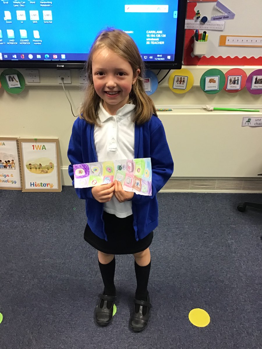 Wow - look at our two budding artists in 1WA! These girls have taken our learning home with them and created these fabulous Kandinsky inspired pieces of artwork! Well done! 🎨
