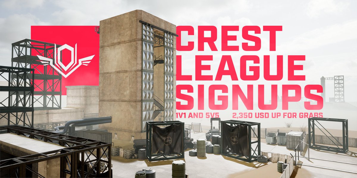 Crest League November Tournament Weekend
<a href="/VNGRDggs/">Vanguard Gaming</a>✘<a href="/PlayVailVR/">VAIL VR (F2P Extraction launches Nov 14th)</a>

Event Page
challonge.com/events/VAILNOV…

1v1 Signups Nov 11th $600
forms.gle/Dw7bBmnRqWGXxA…
5v5 Signups Nov 12th $1,750
forms.gle/FYAEWCKj2YNRiu…

There is a team cap in both tournaments so be quick!
$2,350 USD on the line