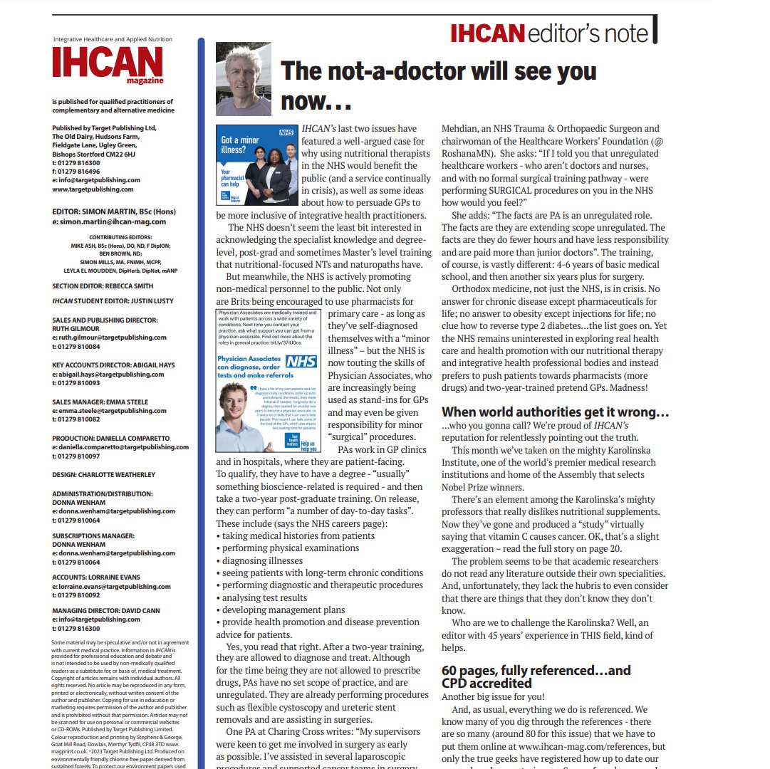IHCANmagazine's tweet photo. The not-a-doctor will see you now… @simonCAMedit
Read the full intro in our October issue.
#appliednutrition #integrativehealth #nutritionaltherapy #functionalmedicine #nutrition #ihcan https://t.co/gFnOzqJLGn
