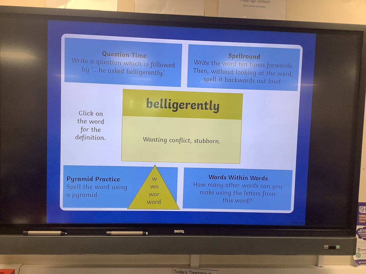 StAgnesY6's tweet photo. Word of the week: belligerently. 
Can you use it in a sentence? 🗣📝 #stagnesenglish https://t.co/DuN6fl85Zi
