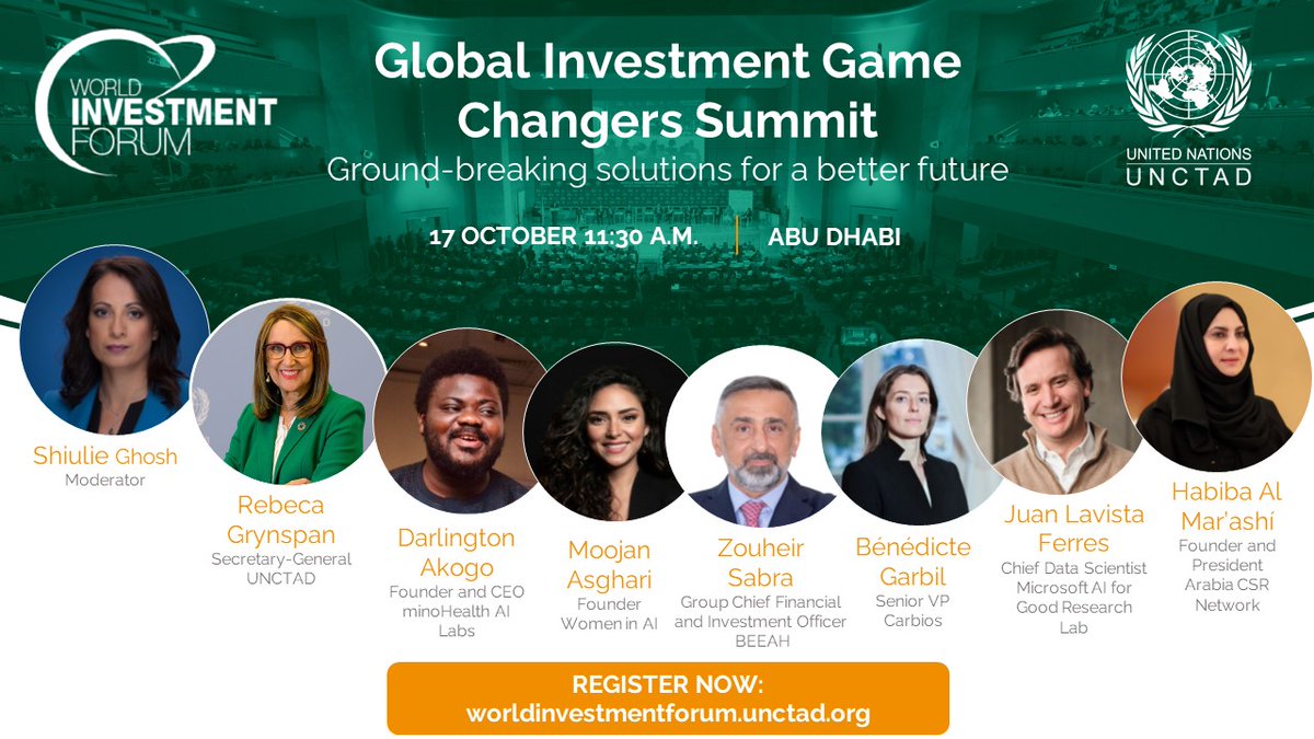 unctadwif's tweet image. 🌍 Join us at the 'Global Investment Game Changers Summit'! Discover groundbreaking solutions and innovative approaches for a brighter future. Let's tackle global challenges together! 💡 #GameChangersSummit"
More info: worldinvestmentforum.unctad.org/session/global…