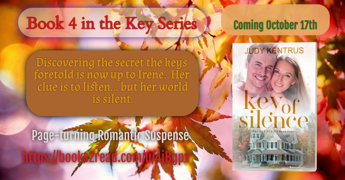 KentrusJud9762's tweet photo. Have you pre-ordered the final book in the Key series? It’s Irene’s turn to solve the final riddle. Is there really a treasure, or is it something else? 
 https://t.co/U0T5W9PmfC
#romanticsuspense #beaconpointe #smalltown #laterinlife #keyseries #judykentrus https://t.co/xyQ9tFX5Al