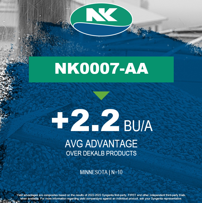 📊Early harvest data: NK0007-AA sets the pace in Minnesota, besting Brevant by 7.8 Bu/A and Dekalb by 2.2 Bu/A. Excitement is high as we await more harvest updates!