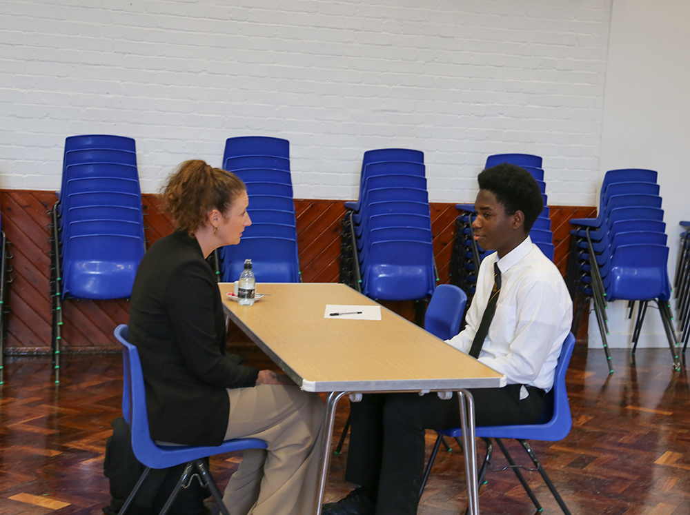 Basildon_UA's tweet photo. Today, our Year 11 students have participated in mock interviews with industry professionals. 

“The mock interview was beneficial. It helped me improve my speaking &amp; listening skills and gain experience of what a job interview would be like.” Fred.C https://t.co/xQzXGB1YaT