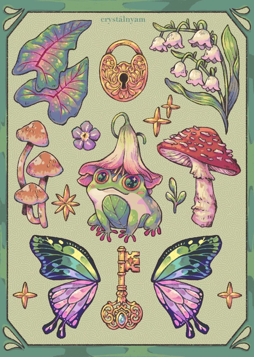 crystalnyam's tweet image. Hello #PortfolioDay 

I'm Rena a.k.a crystalnyam, A Video Game Artist from Indonesia, I like to draw colorful things and lately I love fae &amp;amp; witch theme sooo much! ✨🌿🦎🐸