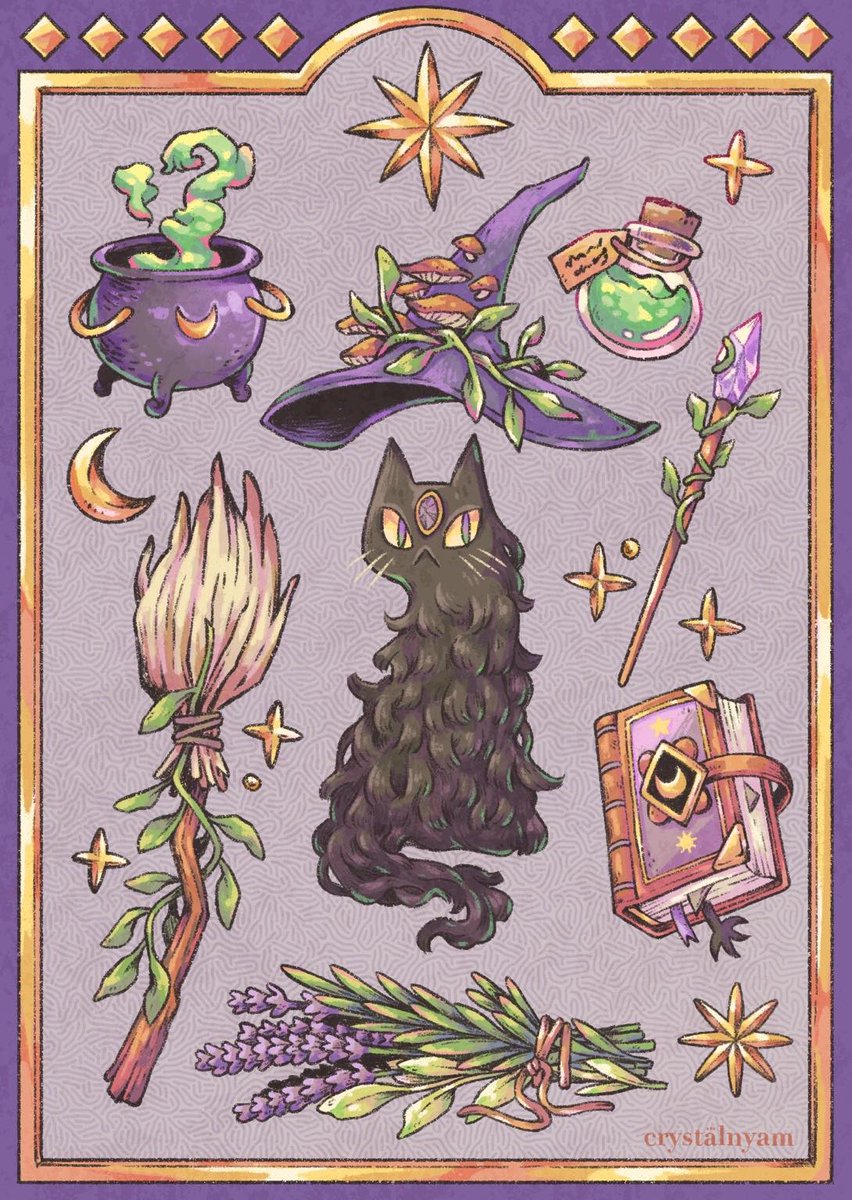 crystalnyam's tweet image. Hello #PortfolioDay 

I'm Rena a.k.a crystalnyam, A Video Game Artist from Indonesia, I like to draw colorful things and lately I love fae &amp;amp; witch theme sooo much! ✨🌿🦎🐸