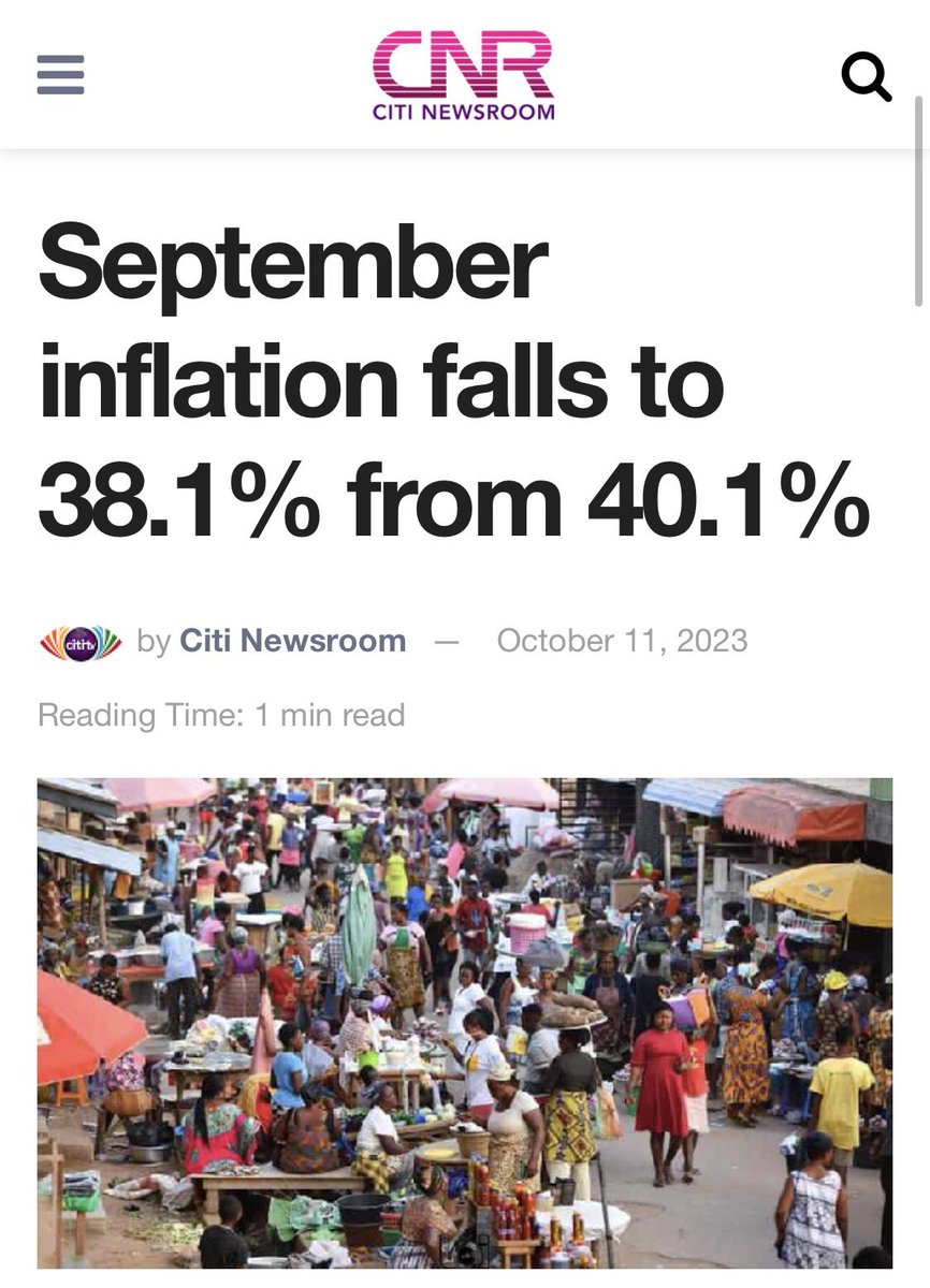 Patriotic_Lizz's tweet photo. Ghana’s inflation rate fell to 38.1% in September 2023, from 40.1% in August.
The decline in inflation was due to a decrease in the prices of food and non-food items.
The economy is bouncing back.
#Bouncingbackstronger
#BuildingGhanaTogether https://t.co/7JlsLO1q0D