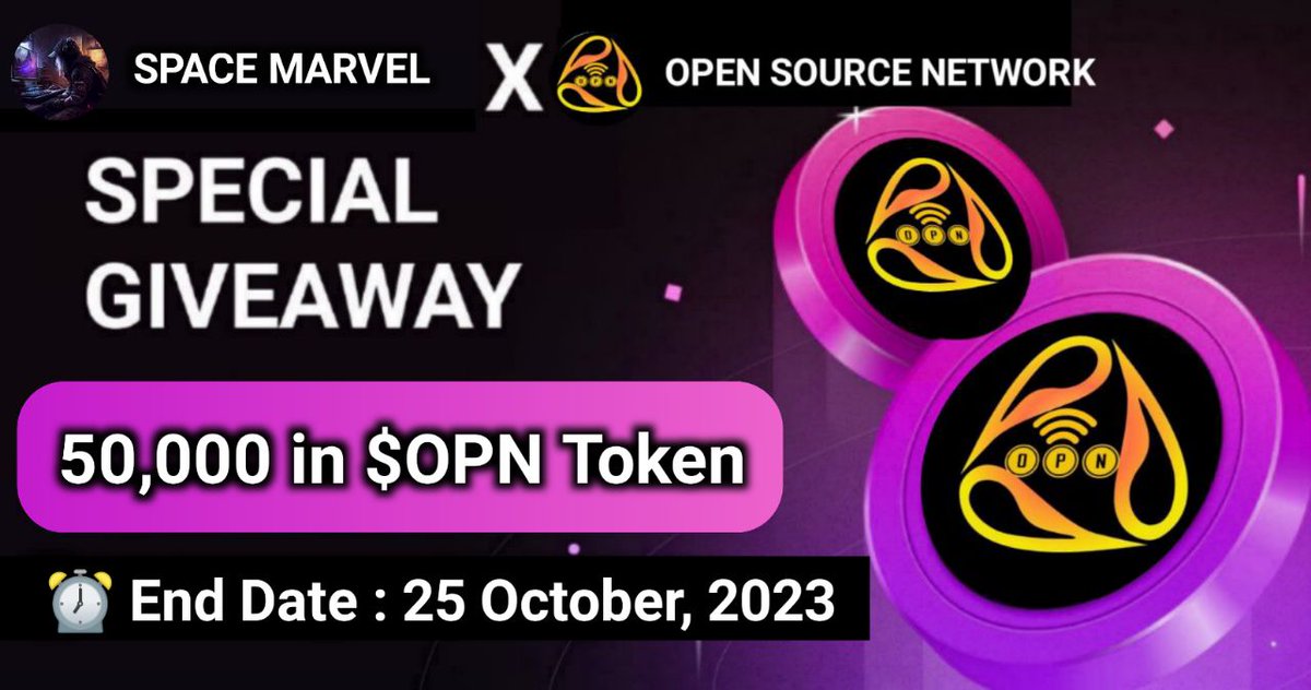 ANHMATRIX's tweet photo. SPACE MARVEL X OPEN SOURCE #Giveaway 

🏆 Prize - 50,000 $OPN TOKEN

✅Follow @Spc_marvel
✅❤️,RT &amp; Tag 3 Frds
✅Complete #Gleam
https://t.co/ogC9oynqLF

#Airdrop #Giveaways #Cryptocurency #Airdrops #FCFS #MEXC #OPN #OpenSourceNTK #Spc_marvel 
#Hamas #Isarael #cryptotrading https://t.co/mohiD13H08