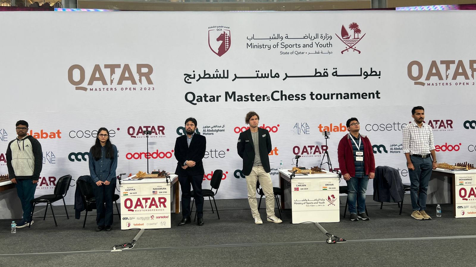 The Star-Studded Entry of the Qatar Masters 2023 feat. Magnus, Hikaru,  Anish, Gukesh 