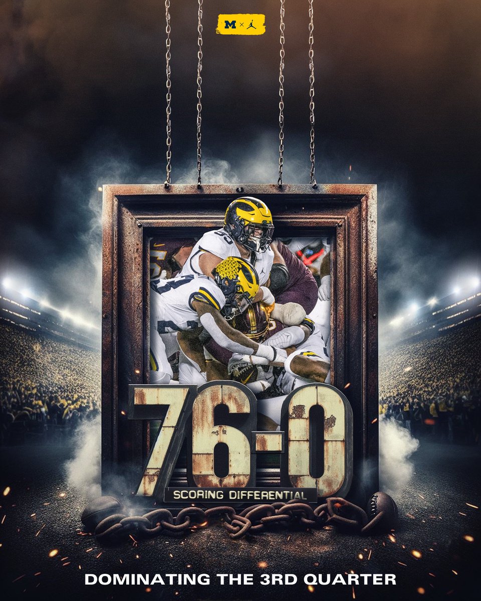 UMichFootball's tweet photo. Asserting our dominance in the 3rd quarter ��

#GoBlue https://t.co/Q3MAth4ARk