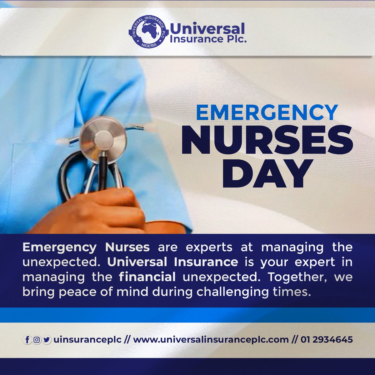 uinsuranceplc's tweet photo. Emergency Nurses are experts at Managing the unexpected. Let's be your Insurance Plug. Visit our Website to learn more about Universal Healthcare Insurance.

#uinsuranceplc #insurancecoverage #motorinsurance #insurance #insuranceclaim #homeinsurance #insurancecompany #insurance https://t.co/KGPl5VfGGK