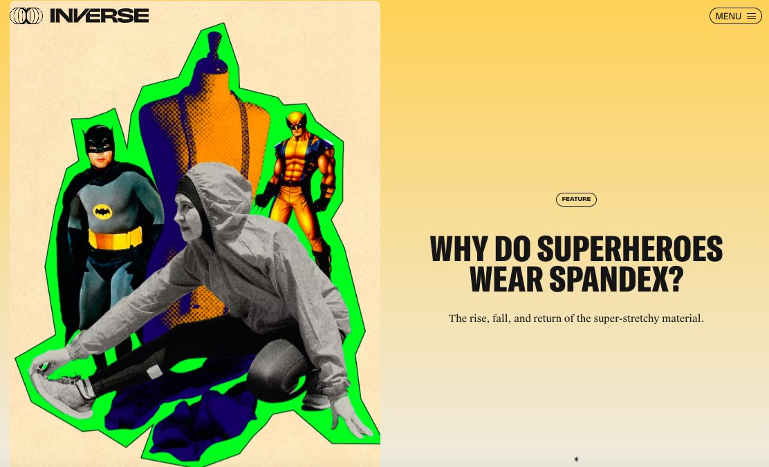 Today's superhero story is a fun one: Why Do Superheroes Wear Spandex? by @beccacaddy inverse.com/culture/spande…