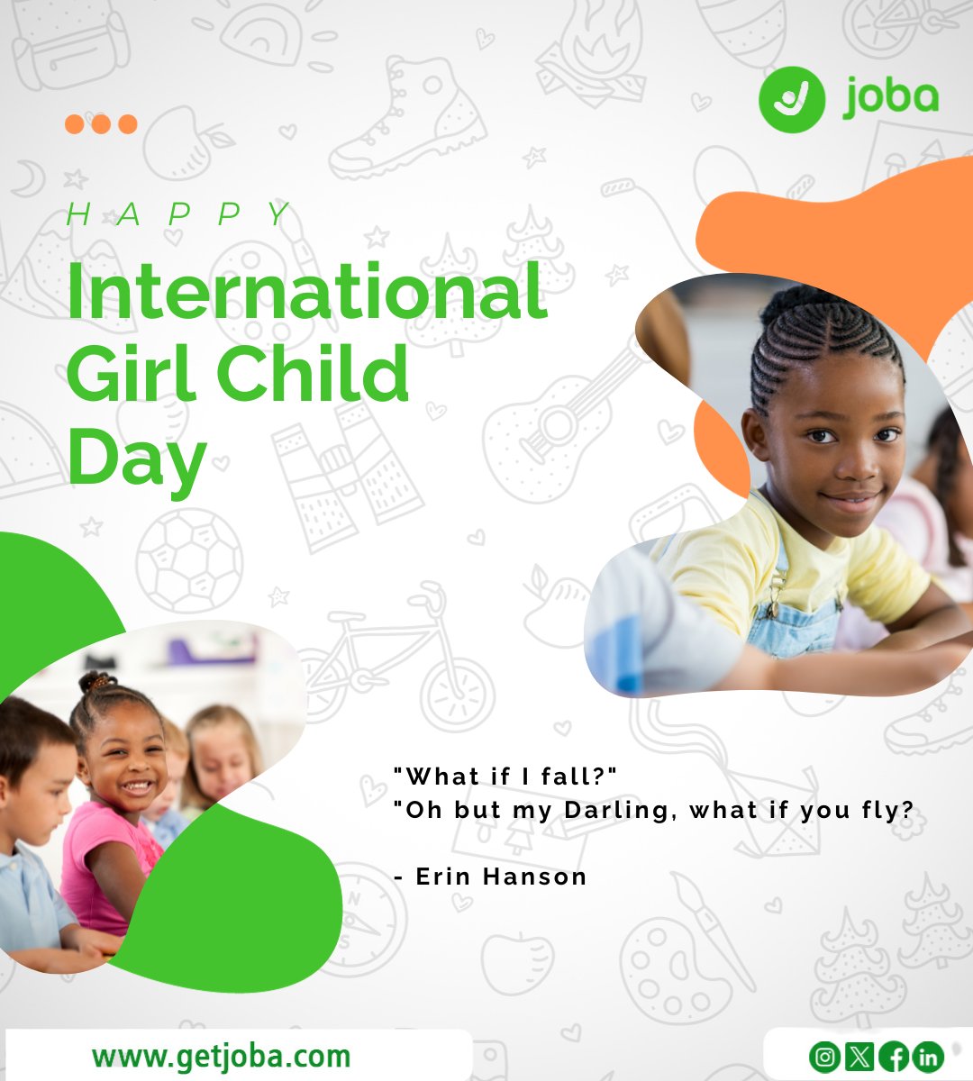 Jobajobs_'s tweet photo. Flowers and warm hugs to the girls who are dreaming and are on the path to becoming women with visions. 

Happy Girl Child Day! ❤️✨️

#getjoba #experientialmarketing #Kenya #hildabaci #Nigeria #zambia  #Africa #internationalgirlsday #brandpromoters #GirlPower https://t.co/kZU2b0J7QN