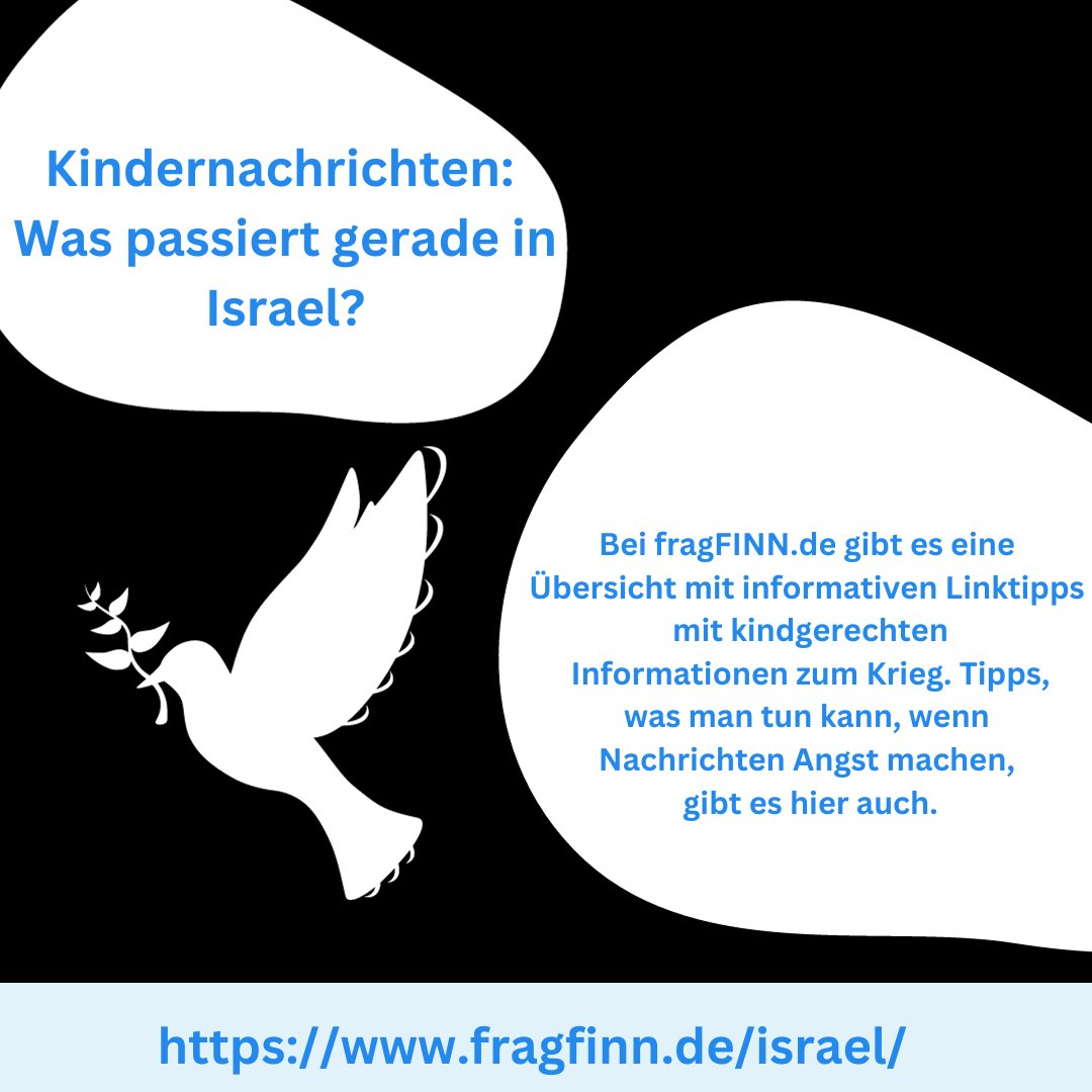 fragFINN_de's tweet photo. Auch Kinder bekommen die aktuell schrecklichen Ereignisse in #Israel mit. Nachrichten für Erwachsene überfordern und ängstigen Kinder schnell. Bei fragFINN gibt es deshalb eine Übersicht mit #Linktipps zu Kinderseiten mit altersgerechten Infos zum #Krieg: https://t.co/y9c6JFkXjy https://t.co/Mr1oSWup4N