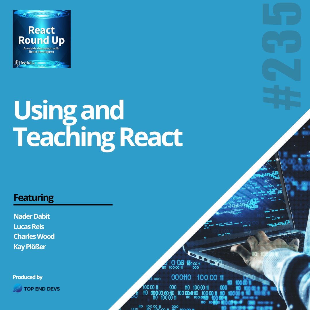 reactroundup's tweet image. Check out this week's episode of #ReactRoundUp with Kay Plößer
#RRU: Using and Teaching React
rfr.bz/t6qup4c