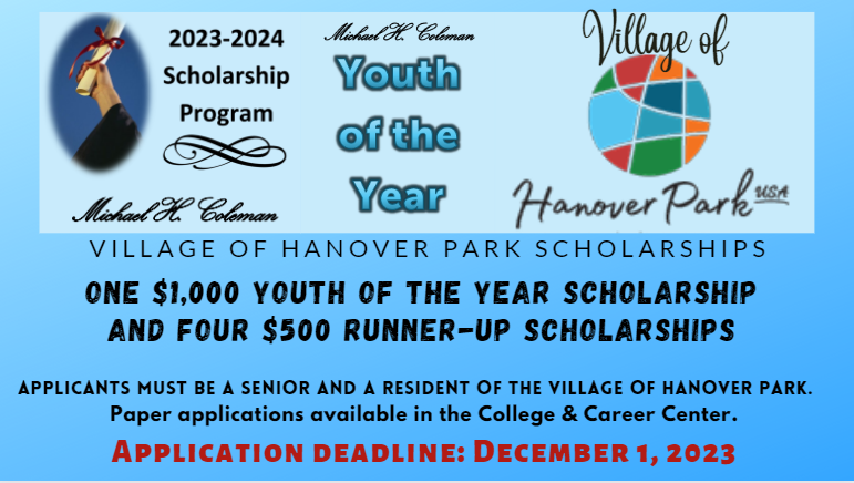Attn: SENIORS - Scholarship opportunity for Hanover Park residents