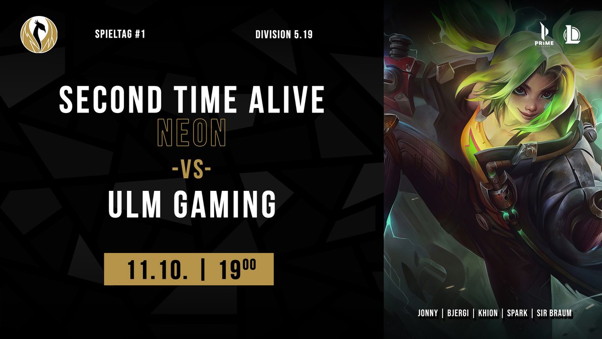 secondtimealive's tweet photo. ⚡️Matchday⚡️

2TA Neon wird für uns heute gegen @ulmgaming die Saison eröffnen! Let's Go Jungs - holt euch die ersten Wins!🔥

🆚@ulmgaming 
⏰19:00 Uhr
🏆https://t.co/dYry4kV6i7

@Jonnydnbb #bjergi @KhionLoL #spark #sirbraum

#2GetherWeRise https://t.co/PhILiTsAll