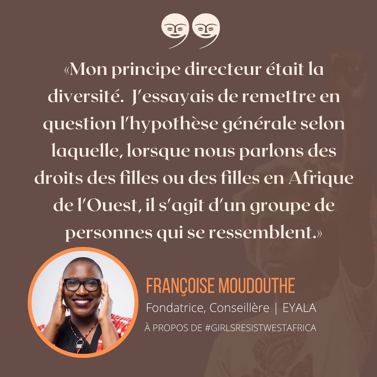 Bonne Journée Internationale de la Fille famille 😇

Pendant que nous réfléchissons aux actions pour construire des sociétés africaines plus sûres pour les filles, nous vous invitons à explorer notre série #GirlsResistWA : eyala.blog/a-propos-resis… ⤵️

#DayofTheGirl #IDG2023