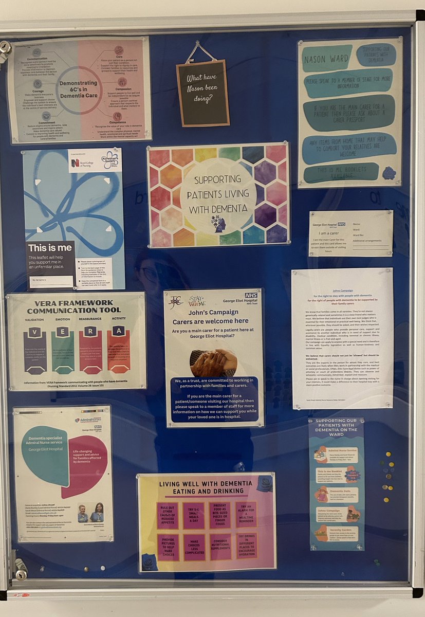 A big thank you to our Admiral Nurses and the Dementia Champions on Nason for their input in creating a Dementia Awareness Board for staff and visitors. Focusing on living well with Dementia and supporting our patients 👏🏻 @GEHSurgery @GEHNHSnews