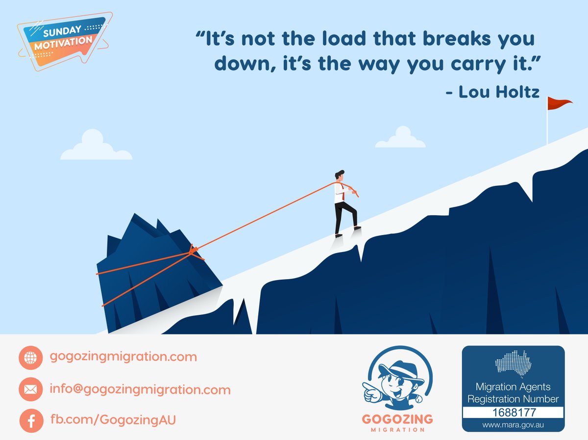 GogozingAU's tweet image. Remember that we always have absolute control over how we carry our load.👊

Read more: facebook.com/gogozingAU

#GogozingMigration #RegisteredMigrationAgent #PrVisaAu #AustralianDream #AustralianVisaApplication