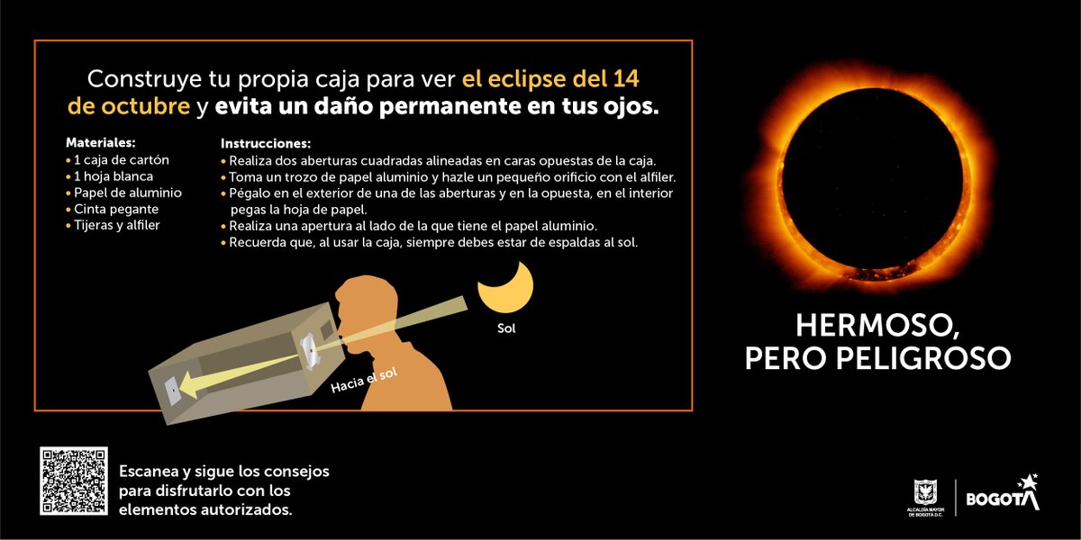 ¡El próximo 14 de octubre viviremos un evento astronómico maravilloso! 🌇

Disfruta del #EclipseSinRiesgos, que se podrá apreciar en nuestra ciudad. Porque es #HermosoPeroPeligroso, te contamos cómo protegerte. 
👉🏾 bit.ly/3F9ApP8