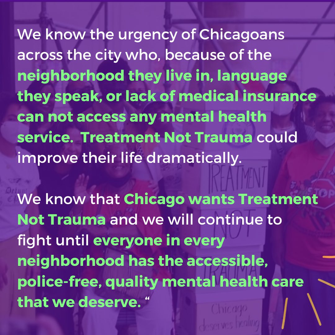 This morning #TreatmentNotTrauma hit a huge milestone! @ChicagosMayor budget proposal is a big step forward for our campaign - we look forward to continuing to fight until everyone has accessible quality mental health care they deserve!