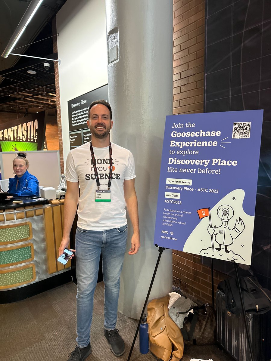 Goosechase's tweet photo. We 🧡 science! 

🚀 @Goosechase had a blast launching an Experience at the @ScienceCenters conference at @discoveryplace in Charlotte, NC! #ASTC2023

🗺️ Discover how YOU can give tours your guests will actually write home about! https://t.co/xxCXAGZClv https://t.co/6cyld8dwuw