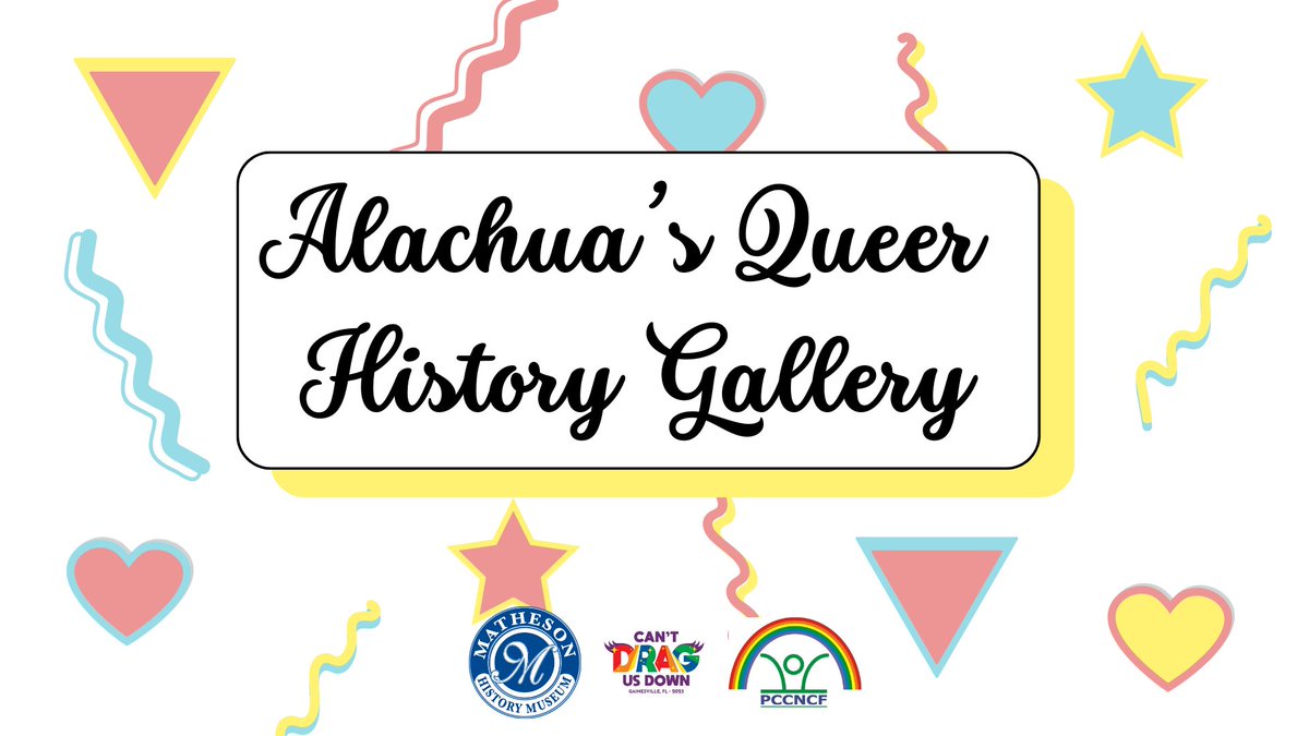 Today we open our latest exhibition - "Alachua's Queer History Gallery" - in partnership with the Pride Community Center of North Central Florida. It will be on display from October 14-28 during the Museum's regular hours - Wednesday-Saturday 11am-4pm. 1/

#WhyILoveGNV #Pride2023