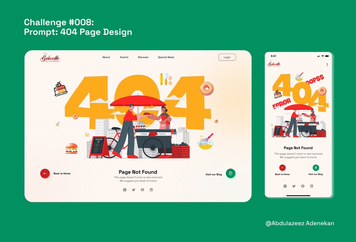 HiroshiHub's tweet image. Challenge #008
404 Page Design.
#uidesign #dailyuidesign #Errordesign