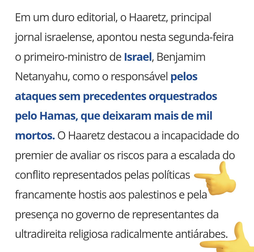 raphaelanacleto's tweet photo. @KimKataguiri Sinto o cheiro de 𝐎𝐏𝐎𝐑𝐓𝐔𝐍𝐈𝐒𝐌𝐎, 𝐃𝐄𝐌𝐀𝐆𝐎𝐆𝐈𝐀 𝐞 𝐌𝐄𝐍𝐓𝐈𝐑𝐀. Dá uma olhada na opinião do PRINCIPAL JORNAL de Israel sobre a responsabilidade da tragédia.

Dica: Tem a ver com a 𝐃𝐈𝐑𝐄𝐈𝐓𝐀 𝐞 𝐄𝐗𝐓𝐑𝐄𝐌𝐀 𝐃𝐈𝐑𝐄𝐈𝐓𝐀.

Se liga: https://t.co/ZJnEQFiKC3