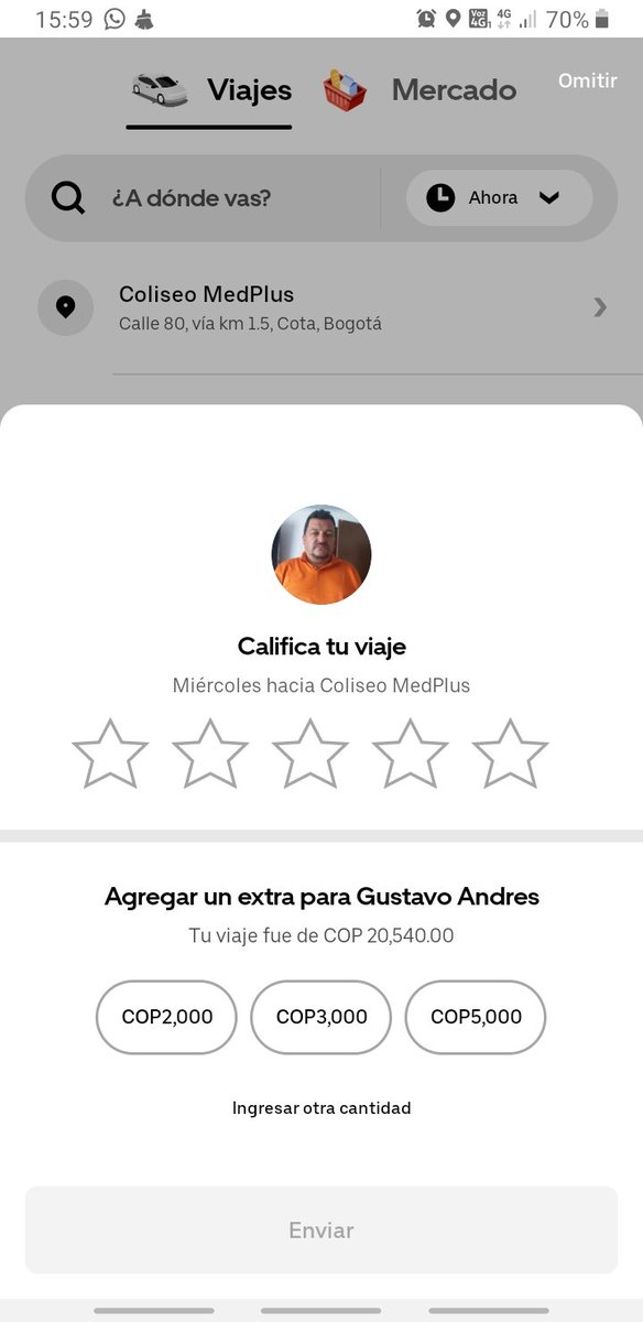 luiselopez2011's tweet photo. @Uber_Col 2 semanas sin solución por un cobro de $20.540 en un supuesto recorrido de 1 minuto y menos de media cuadra porque uno de sus conductores ladrones inició viaje sin siquiera subirme al vehículo, y la única respuesta es echarle la culpa al banco, respeten. 👎 https://t.co/9nMuzSyZVV