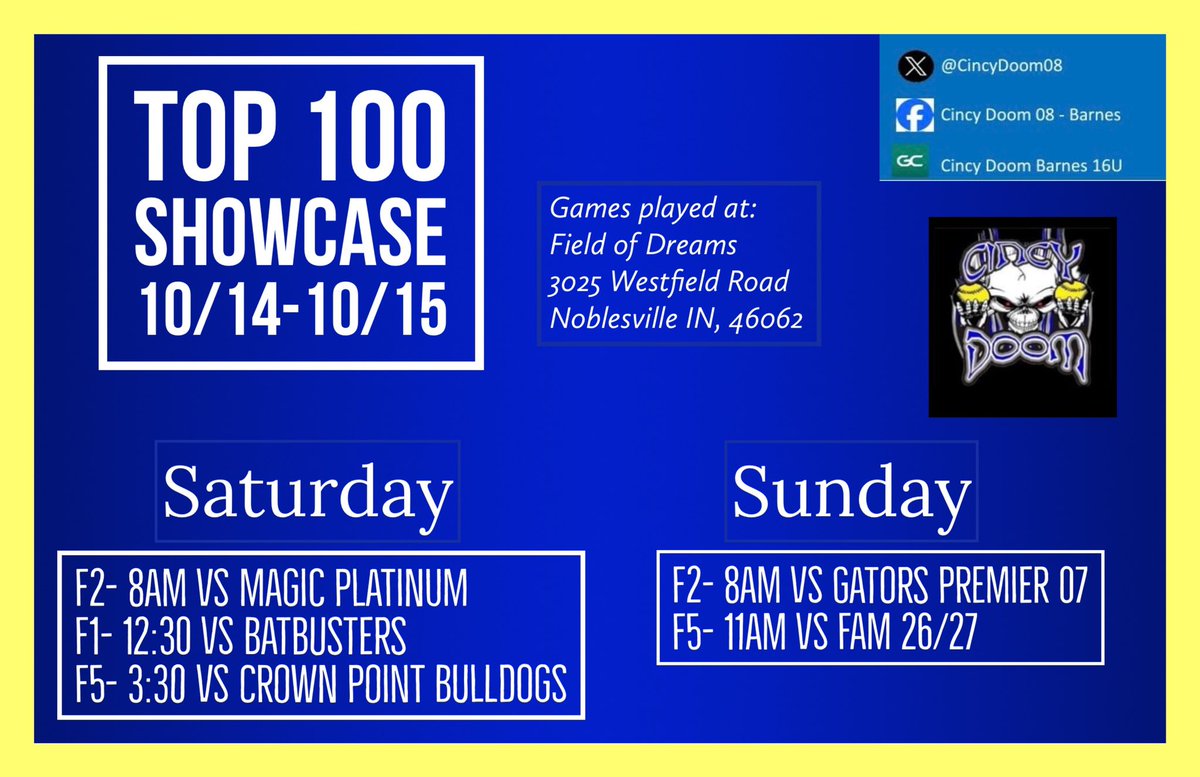 Playing in the Top 100 Showcase this weekend! #doomstrong