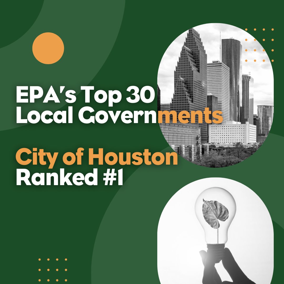 HoustonGBRC's tweet photo. #DidYouKnow as of July 24, 2023, @EPA ranked #CityofHouston No. 1 on Green Power Partnership Top 30 Local Government? To learn more, visit: https://t.co/vTu3J4Zwzz
#greenhouston #greenbuilding #GreenPower #sustainability #greenenergy https://t.co/wGk7j2T5gO