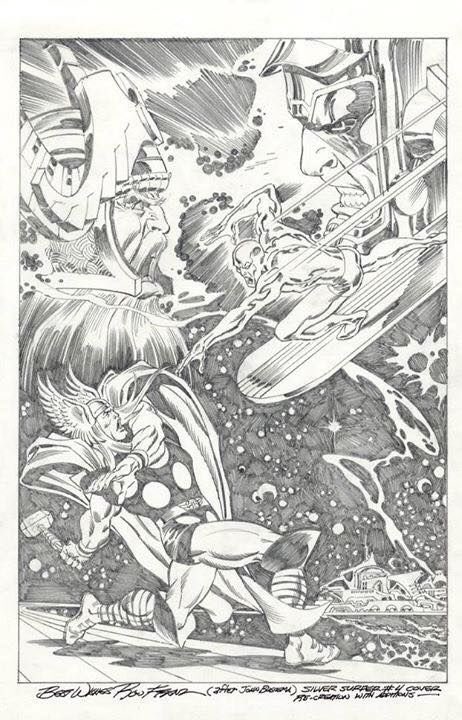 Silver Surfer #4 cover recreation by Ron Frenz  #JohnBuscema #RonFrenz #Thor #SilverSurfer