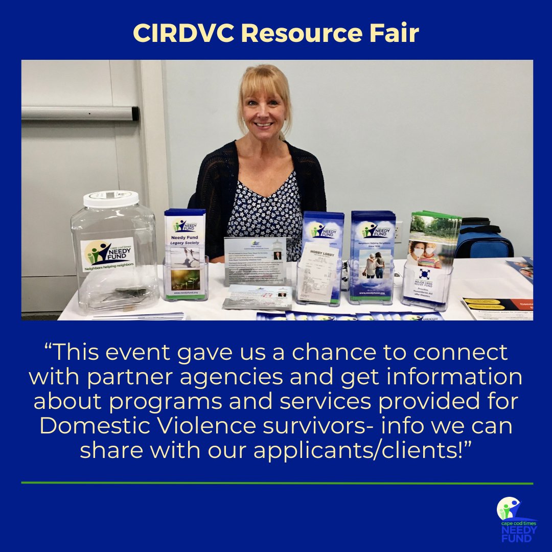 On September 21st one of our intake counselors was able to attend the Cape &amp; Islands Regional Domestic Violence Council's Resource Fair!  We're always happy to attend #communityevents &amp; gain more knowledge about the resources out there that can be helpful to our clients!